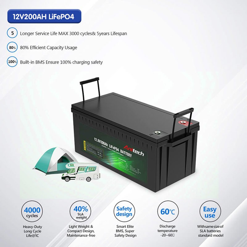 12.8V 200Ah LiFePO4 Battery For RV AT04